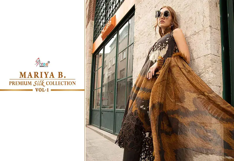 Premium Silk Collection Vol 1 By Mariya B Japan Satin Silk Printed Pakistani Suit Wholesale Online
 